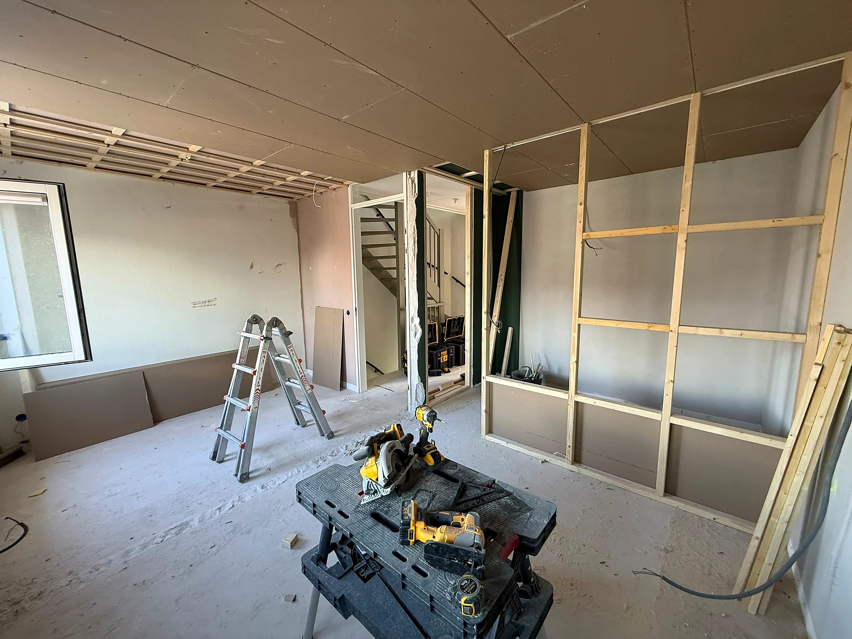 Woningrenovatie tijdens de uitvoering